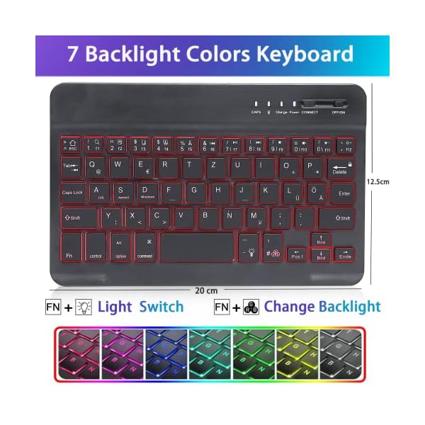 Ducerta Beleuchtete Tastatur Hülle Kompatibel mit iPad Mini 6 2021 (6. Generation),QWERTZ Abnehmbare Bluetooth Tastatur… – Bild 4