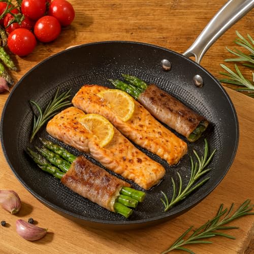 Image of Cuisiland 4-Piece Honeycomb Cast Iron Cookware Set - 2.5QT /7.5'' Milk Pot, 10 inch Frying Pan, 10 inch Shallow Braising Pan & 5.5QT /10.5'' Casserole Pot, Non-Stick, Oven Safe, Classic Heat Retention