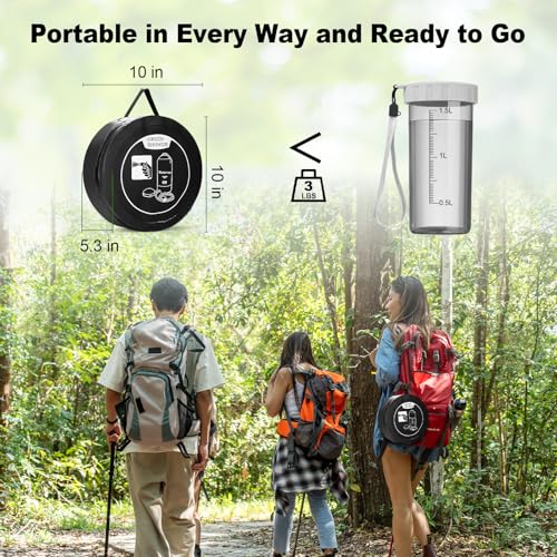 Ducha portátil para camping, bolsa solar de 20L, bomba recargable y cabezal con 3 modos miniatura 2