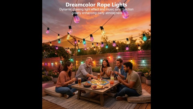 Image of Beizelte Outdoor String Lights, 290FT RGB+IC Outside Light Dimmable Shatterproof LED Bulbs, IP67 Waterproof Chasing Effect Lighting DreamColor Patio Strip Lights for Backyard, Balcony, Outdoor Living