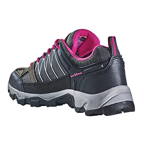 Black Crevice Damskie buty trekkingowe, niskie cięcie, wodoodporne buty trekkingowe, wysokiej jakości sportowe buty outdoorowe, wyściełane buty trekkingowe z doskonałą amortyzacją, Szary Fuxia, 36 EU