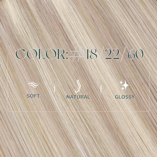 Image of Easyouth 22 Inch Weft Hair Extensions Human Hair Sew in Hair Extensions Ash Blonde Mix Platinum Blonde Sew in Weft Human Hair Extension 100G