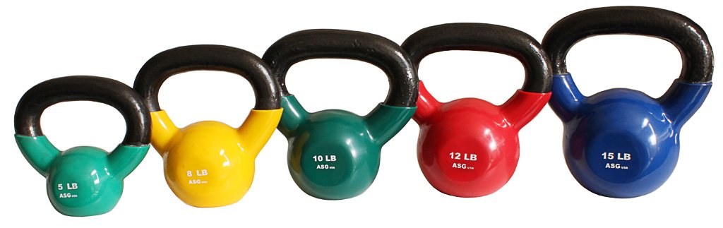 Ader Vinyl Kettlebell Set- 5, 8, 10, 12, 15 Lbs Great Gift.