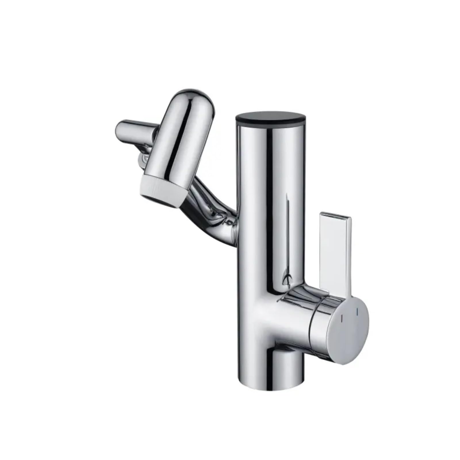 LED Display Filtered Robotic Arm Faucet, Swivel Brass Basin Mixer for Vessel Sink,Safe and Reliable(Silver)