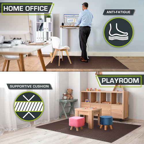 Image of ProsourceFit Exercise Puzzle Mat 1 /2-inch, EVA Interlocking Foam Floor Tiles for Home Gym, Workout Equipment, Kids Play Areas, Brown, 48 Sq Ft - 12 Tiles