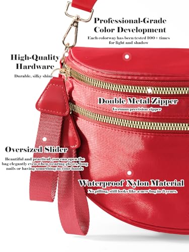 Image of Pure Colour Crossbody Bag Bum Bag for Women,Spacious Purse Fanny Packs Belt Bag,Oversized Bum Bag (Colour Bum Bag-Red)