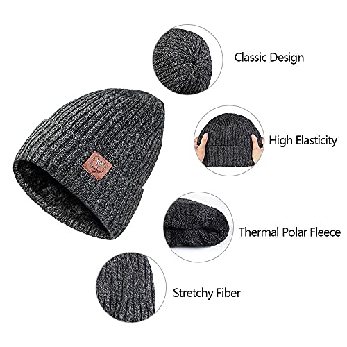 Cierto Winter Beanie For Men & Women | Cold Weather Polar Fleece Lining Knit Hat | Cuffed Stocking Cap Lined With Faux Wool #TOP1