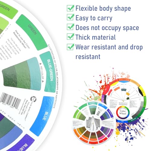 DIYJEP 4 Stück Farbmischrad für Künstler, Color Wheel Farbe Diagramme Matching Tool, Farbe Mischen Lernen Pocket Guide, Farbkreis Karten Kunst Klasse Lehrmittel für Malerei Design Makeup Nagel