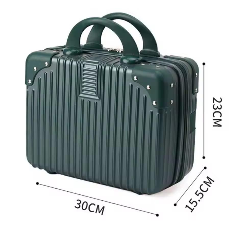 Image of SUNBEETMini Hard Shell Hard Travel Luggage Makeup Case Small Portable Carrying Case Suitcase Organizer Makeup Storage Box for Women (B-Dark Green)