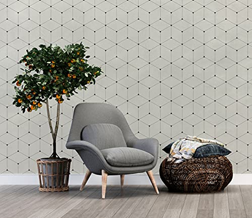 Image of DWELLSINDIA Geometric Self Adhesive Peel and Stick PVC Wallpaper Waterproof, Scratch Resistant, Laminated (41CM X 244CM, Off White, Matt)