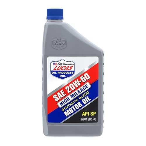 Lucas Oil Synthetic Blend High Mileage SAE 20w-50 Motor Oil_API SP 1 Quart (Pack of 6)