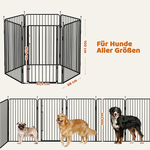 Yaheetech Welpenauslauf 6-teilig 100cm hoch, Welpenlaufstall mit integriertem Schloss, Geräuscharme Rohre, Bodenschoner, 8 mm Verstärkte Metalldrähte, Hundelaufstall für Wohnung & Garten