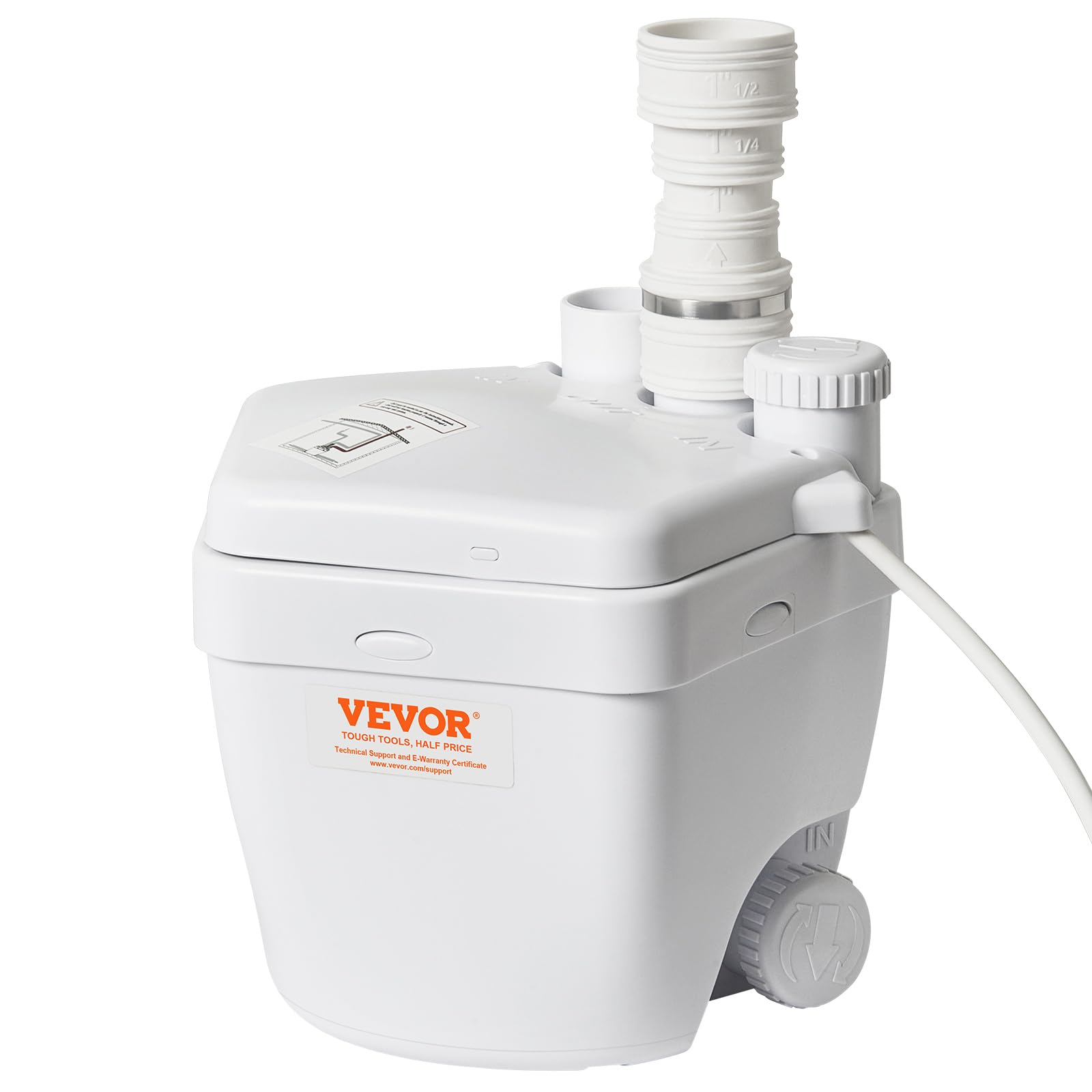 VEVORUtility Sink Pump, 1/3 HP, 120 Volts, 1750 GPH Flow, 18 Feet Head, Under Sink Sump Pump System with Copper Wire Motor, Sink Pump