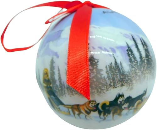 Adorno de Alaska para árbol de Navidad, decoración con trineo de perro Husky de Alaska, recuerdo, decoración navideña