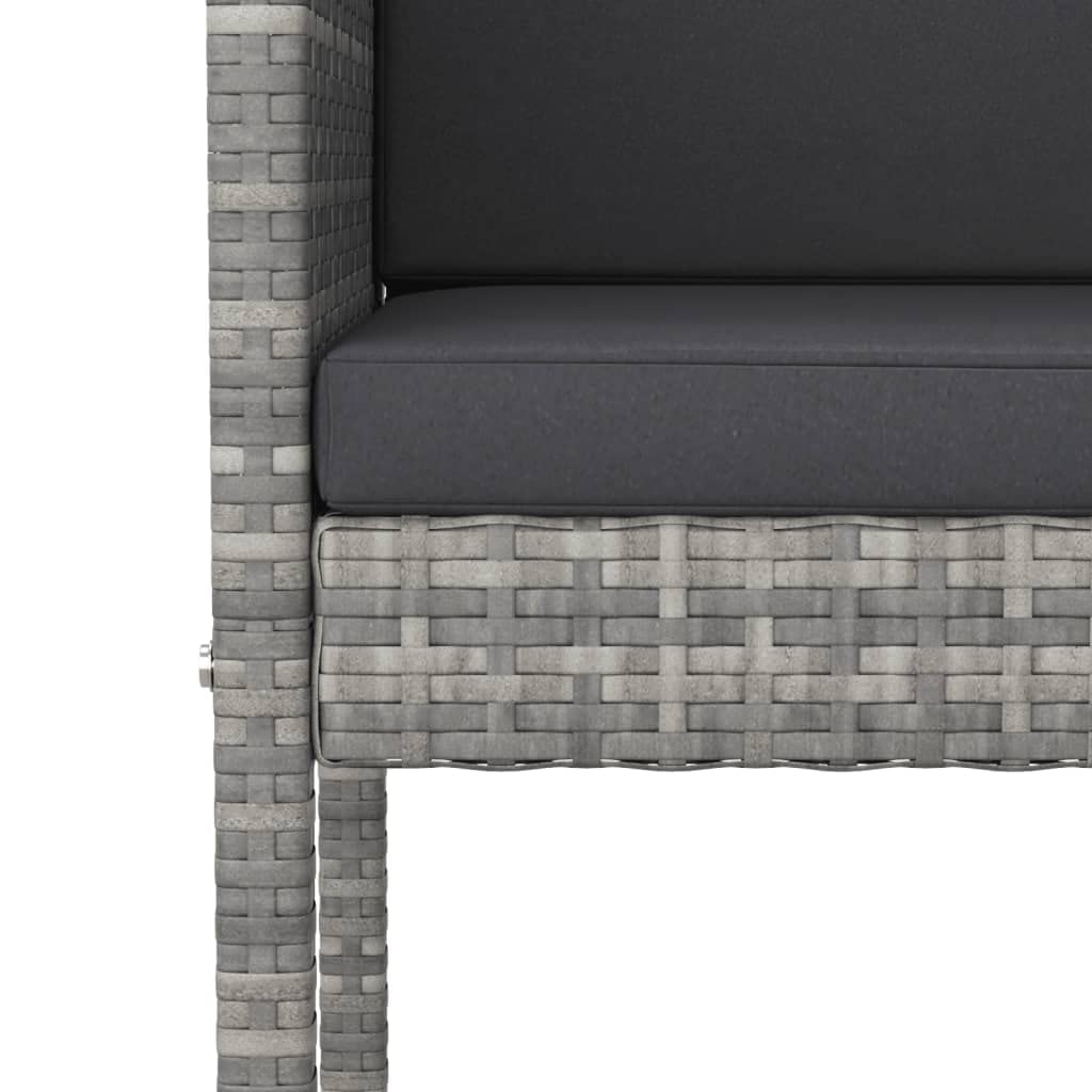 Homgoday Hochtisch und Hocker für den Garten, 5 Teile und Kissen, PE-Rattan, Grau, Set mit Stehtisch und Hockern, Frühstück, Möbel, Bar, Esszimmer, Küche, Möbel, Haus, funktional, Terrasse,