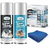 Enjoy Home Kit Cura Scarpe e Tessuti: Pulitore Schiuma Attiva 200ml + Impermeabilizzante Spray 200ml + Panno Microfibra - Set Professionale per Sneakers, Camoscio, Pelle, Borse e Nabuk - Made in Italy