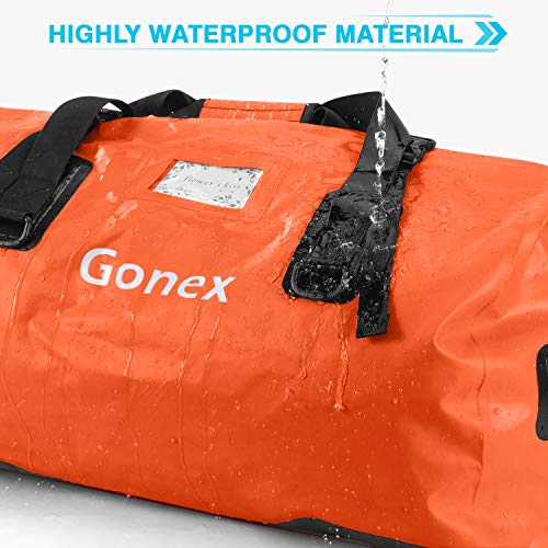 Gonex 60L Large Waterproof Duffle, Durable Travel Dry Duffel Bag for Kayaking Boating Fishing Outdoor Adventure Orange