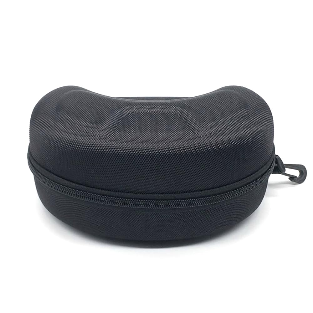 SEIWEI Black Eyewear Case for Safety Goggles Sunglasses, Hard Shell Shockproof Protective Box EVA Storge Bag with Zipper & Carabiner Hook [Small]