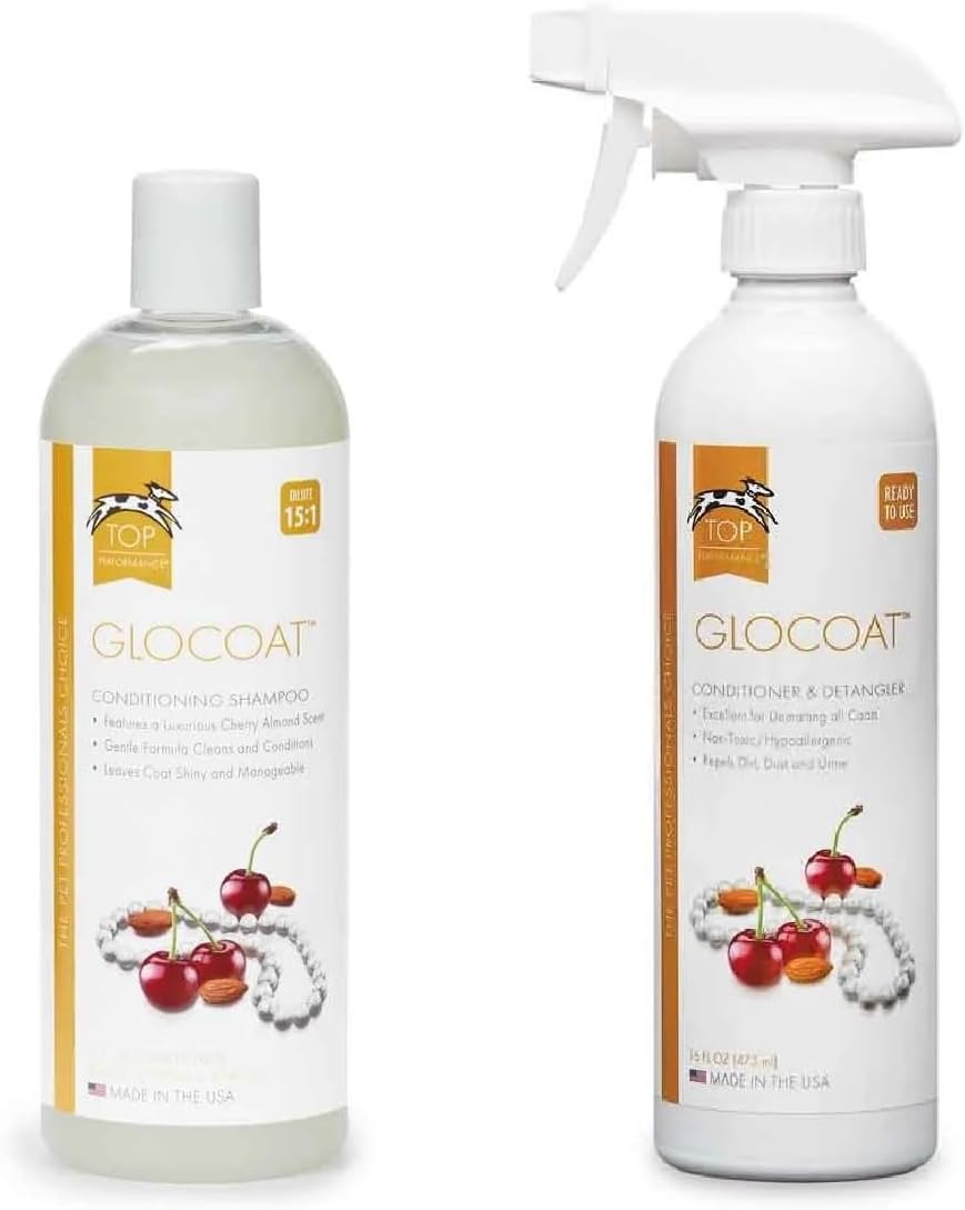 MPP Glo Coat Dog and Cat Shampoo and Conditioner Detangler Pairs Value Packs (16 Ounce), Clear
