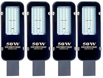 PE 50 Watt BIS Approved LED Street Light Waterproof IP65 Powder Coated Aluminum Body, 140 Per watt Lumens with 2 Years Warranty (Pack of 4)
