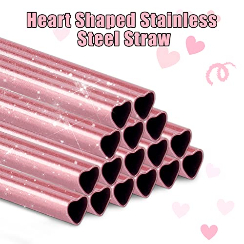 Pitillos de acero inoxidable con forma de corazón 16 unidades miniatura 3