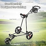 GYMAX Golf Trolley, Folding 3 Wheel Golf Push Cart with Foot Brake, Umbrella & Cup Holder, Adjustable TPR Handle and Mesh Bag, Lightweight Golf Bag Holder - Image 4