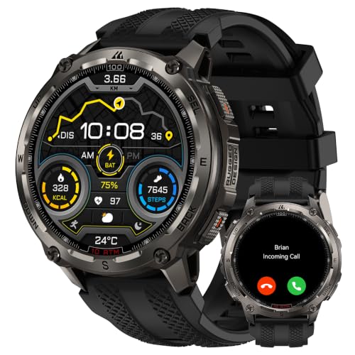 KOSPET Tank T4 Rugged Smart Watch, GPS & Offline Maps, 10ATM Waterproof | 1.43" AMOLED Outdoor Watch, 180+ Sport Modes, 15-Day Battery, Bluetooth Calls, Heart Rate & Sleep Monitor for Androi