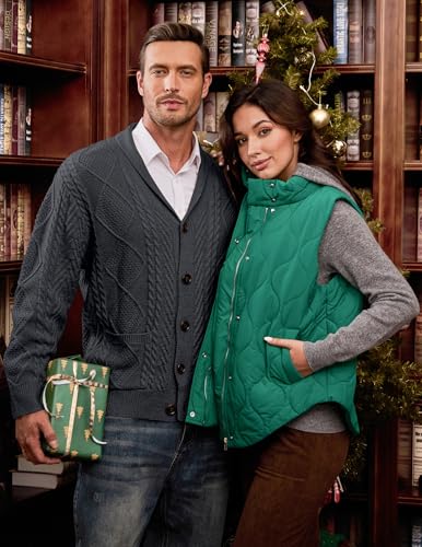 Image of JMIERR Mens Wool Blend Shawl Collar Cable Knit Cardigan Sweater