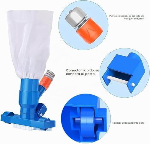 Miniatura 4 de Aspiradora Piscina Pequeña, Portátil Limpiafondos Piscina Manual Con Barra Telescópica 180cm, Portátil Limpiafondos Piscina Manual, Aspiradora De Piscina Para Fuente De Estanque De Piscina