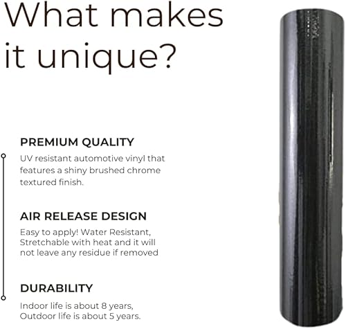 Miniatura 8 de RockRose Envoltura de vinilo plateado cromado cepillado, antiarrugas, liberación de aire, envoltura de burbujas automotriz, autoadhesiva de vinilo