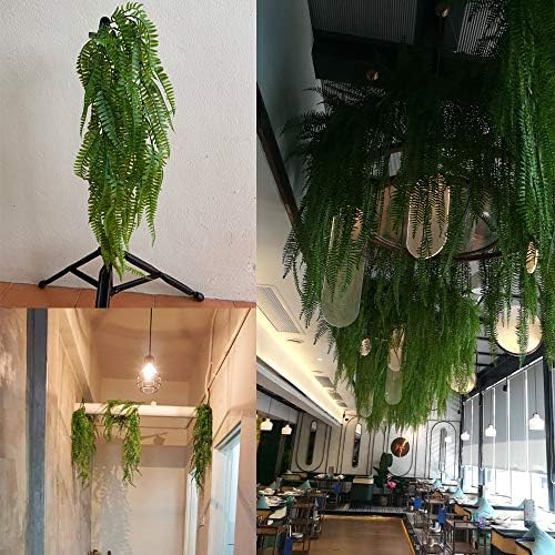 JaneYi 2 Piece Artificial Boston Fern Plastic Plant Vine Foliage Fake Weeping Willow Ivy Artificial Hanging Ferns Plant Greenery Leaf for Indoor Outside Home Office Cafe Wall Garden Trellis Decor