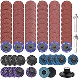 YPLonon 77 Stück Schleifscheiben Set 50mm Scheiben Schnellwechsel Reinigungsscheibe Set mit Metallstange Und Schnelles Wechseln der Palette für Metall Holz Stahl Schleifen Polieren
