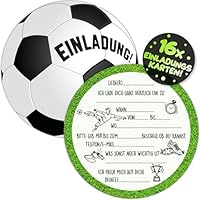 VULAVA 16x Fußball EINLADUNGSKARTEN KINDERGEBURTSTAG Junge Mädchen - die Soccer PARTY Karten sind die Fussball EINLADUNG für Jungen Mädchen Kinder GEBURTSTAG Fußballspiel KINDERPARTY Fussball-Turnier