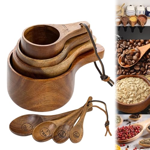Wooden Measuring Cups and Spoons Set (4PCS)