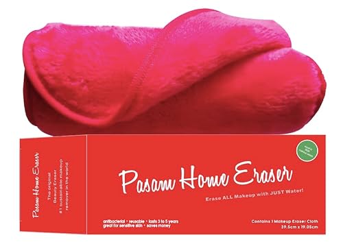 Pasam Home Makeup Eraser Reusable Make Up Remover Eraser Even Waterproof Make Up in Seconds Just with Water Chemical Free Eyeliner Lipstick Foundation Powder Highlighter Eyebrown (Love Red)