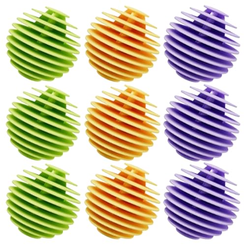 Energy Saving Dryer Balls Silicone Laundry Balls for Home Washing Machine Quick Drying Non-Melt New Softer Material Tumble Dryer Ball Clothes Will Come Out Soft Fluffy (3 Purple/Yellow/Green Each)