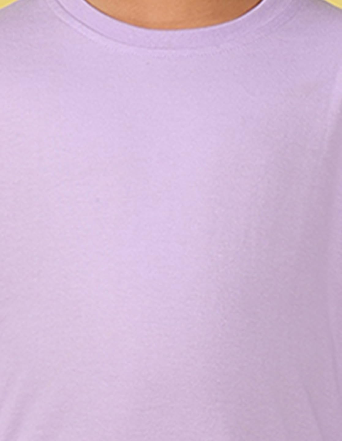 Nusyl Boys Solid Cotton T-Shirt | Round Neck | Full Sleeves | Plain-Regular Fit | Lilac - Image 3 thumbnail