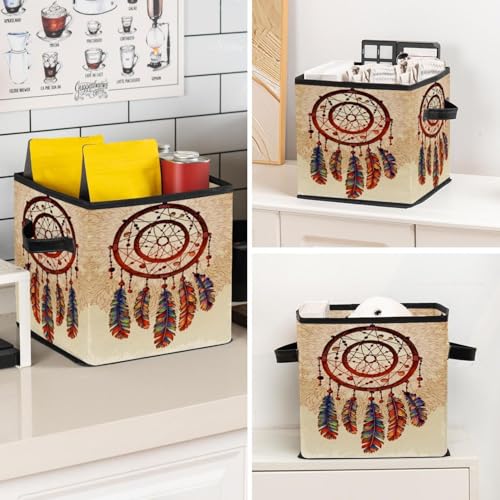 Panier de rangement en tissu attrape-rêves au design ethnique - 8