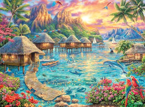 Buffalo Games – Chuck Pinson – Tropical Oasis – 1000 Piece Jigsaw Puzzle for Adults -Challenging Puzzle Perfect for Game Nights – Finished Size is 26.75 x 19.75