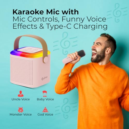 pTron Newly Launched Fusion Tunes 10W Mini Bluetooth Speaker, Wireless Karaoke Mic, 8Hrs Playtime, Vivid RGB Lights, Voice Effects, Multi-Play... - Image 4