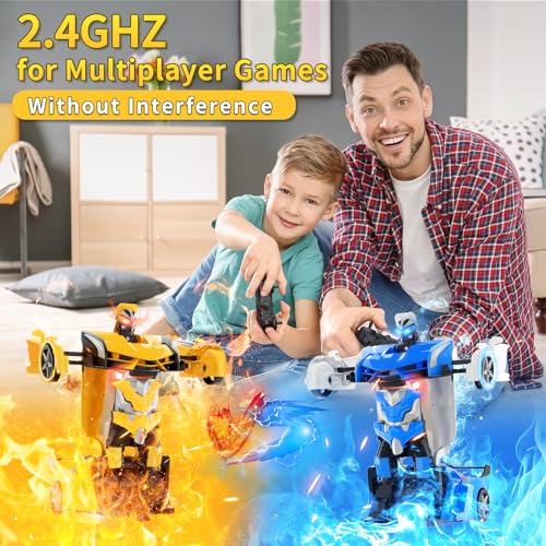 Carox Carro de controle remoto Transform - Transform Robot RC Car com olhos laser, brinquedo de carr