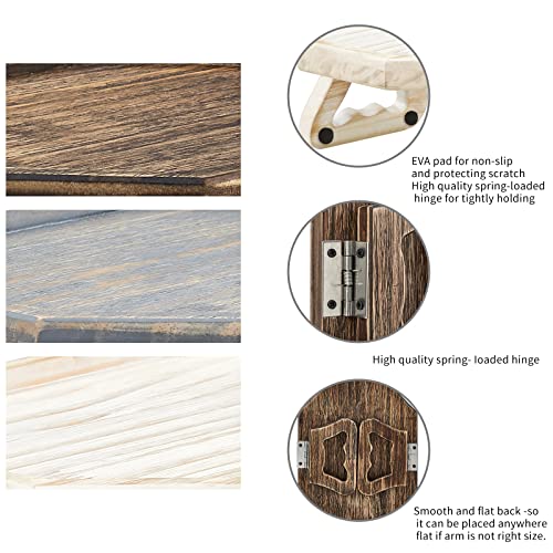 Vesuna Sofa Armrest Clip Tray Table, Sofa Couch Arm Rest Organizer, Sofa Arm Table, Cup Holder, Wooden Sofa Clip Tray For Drinks/Remote Control/Snacks, Rustic White #TOP3