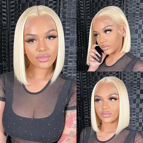 Bangxunk Blonde Bob Wig Human Hair 613 Lace Front Wigs