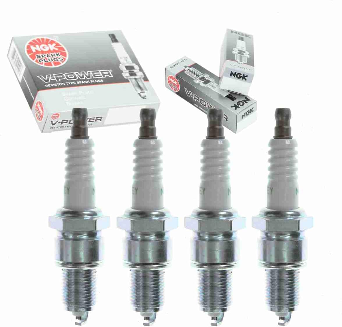 4 pc NGK V-Power Spark Plugs compatible with Toyota Corolla 1.6L 1.8L L4 1980-1988