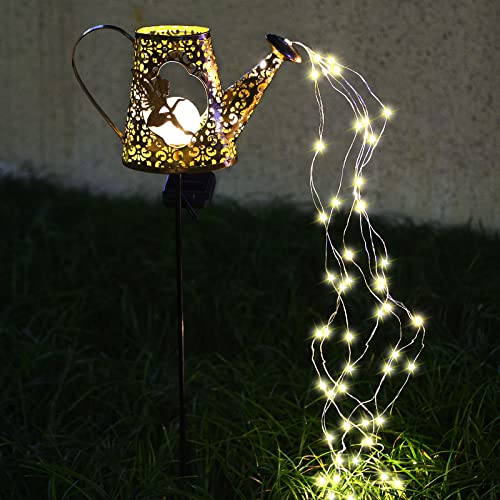 Yjfwal Solar Watering Can With Lights Garden Solar Lights Waterfall Lights Waterfall Fairy Lights Outdoor Decorative Lights For Walkway Yard Decor(With 100 Led Warm White Light String) #TOP5