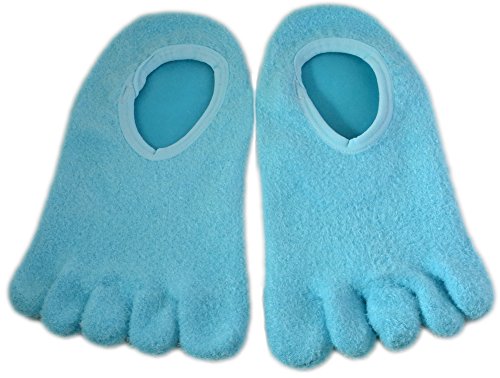 Natracure 5-Toe Gel Moisturizing Socks (Helps Dry Feet, Cracked Heels, Calluses, Cuticles, Rough Skin, Dead Skin, Use With Your Favorite Lotions, And Creams Or Pedicure) - 110-M-04 Cat - Size: Large #TOP6