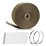 2' x 50' Titanium Exhaust Heat Wrap for Motorcycle Car,Fiberglass Exhaust Header Wrap Tape with Stainless Steel Locking Ties and Duct Clamps (Titanium)