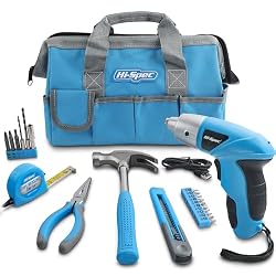 HI-SPEC Electric Cordless Screwdriver and Other Assorted Tools Set (26 piece).
