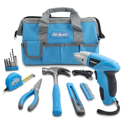 Hi-Spec 26 Piece 4.8V Electric Power Cordless Screwdriver with Rechargeable Battery & LED Light. Includes Screwdriver Bit Accessories Set for Home DIY & Repair (Blue)