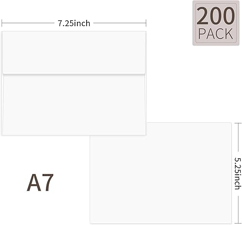 Vista 56 de Paquete de 100 sobres blancos de 5 x 7 pulgadas, sobres A7 para invitación de tarjetas, boda, fiesta de cumpleaños, baby shower